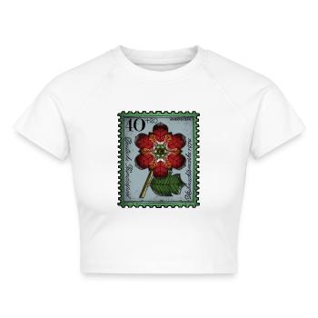Briefmarke Adventsstern - Cropped Frauen Organic T-Shirt - Weiß - Vorne - AI Model Female 172 dark (172cm)