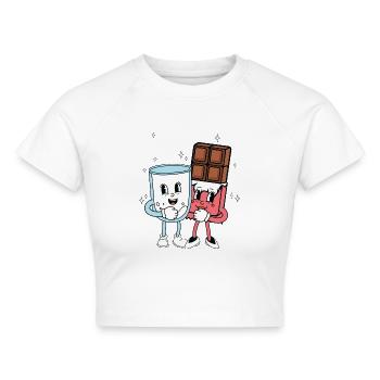 Schokolade und Milch die besten Freunde Schoko - Cropped Frauen Organic T-Shirt - Weiß - Vorne - AI Model Female 172 dark (172cm)