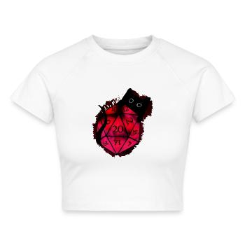 Pen n paper D20 W20 Katze dark mystery Rollenspiel - Cropped Frauen Organic T-Shirt - Weiß - Vorne - AI Model Female 172 dark (172cm)
