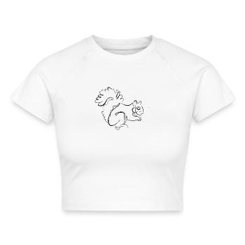 Eichhörnchen - one line drawing - Cropped Frauen Organic T-Shirt - Weiß - Vorne - AI Model Female 172 dark (172cm)