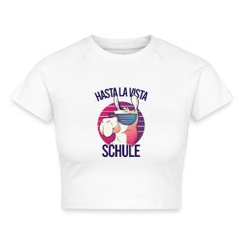 Schule Geschafft Schulabsolvent Schulabgänger - Cropped Frauen Organic T-Shirt - Weiß - Vorne - AI Model Female 172 dark (172cm)