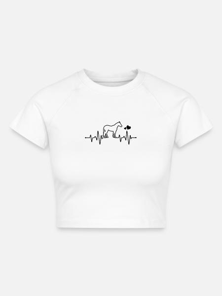 Herzschlag Pferde - Cropped Frauen Organic T-Shirt - Weiß