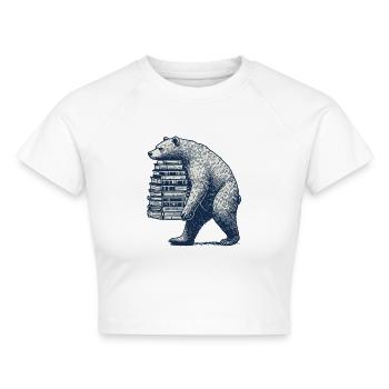 Bücherwurm Leseratte Buchliebhaber Lustiges Buch - Cropped Frauen Organic T-Shirt - Weiß - Vorne - AI Model Female 172 dark (172cm)