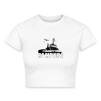 Schlepper im Hamburger Hafen - Cropped Frauen Organic T-Shirt - Weiß - Vorne - AI Model Female 172 dark (172cm)