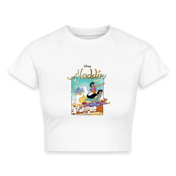 Jasmin Und Aladin Mit Abu Auf Fliegendem Teppich - Cropped Frauen Organic T-Shirt - Weiß - Vorne - AI Model Female 172 dark (172cm)