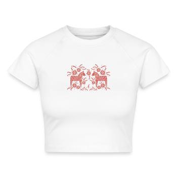 Schwedisches Dala-Pferd - Cropped Frauen Organic T-Shirt - Weiß - Vorne - AI Model Female 172 dark (172cm)