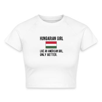 Stolze Ungarin Ungarn Flagge Ungarische Wurzeln - Cropped Frauen Organic T-Shirt - Weiß - Vorne - AI Model Female 172 dark (172cm)