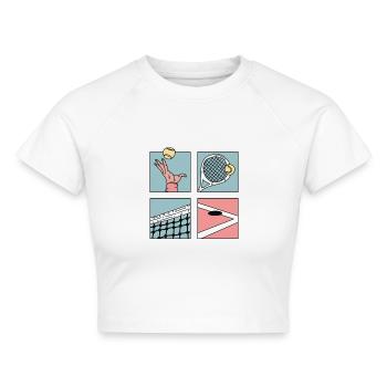 Tennis Cartoon Coole Tennisspielerin Verein Club - Cropped Frauen Organic T-Shirt - Weiß - Vorne - AI Model Female 172 dark (172cm)
