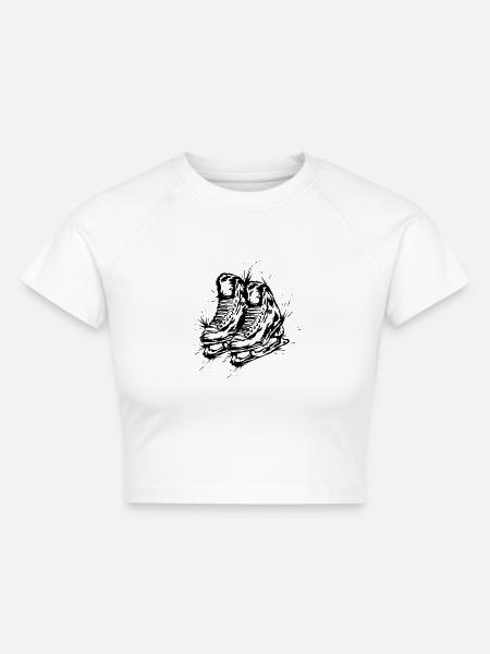 Eishockey Schlittschuhe - Cropped Frauen Organic T-Shirt - Weiß