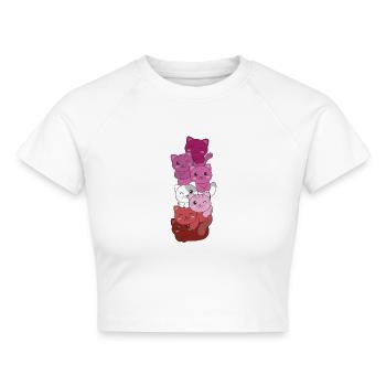 lesbian Lipstick flag Pride LGBTQ Katzen Haufen - Cropped Frauen Organic T-Shirt - Weiß - Vorne - AI Model Female 172 dark (172cm)