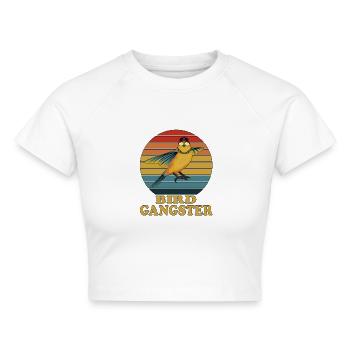 Bird Gangster - Bird Nerd - Funny Birdwatcher - Cropped Frauen Organic T-Shirt - Weiß - Vorne - AI Model Female 172 dark (172cm)