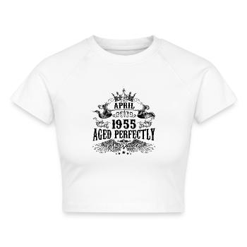 1955| April Aged Perfectly 1955 Geburtstagsgeschenk - Cropped Frauen Organic T-Shirt - Weiß - Vorne - AI Model Female 172 dark (172cm)