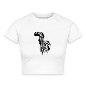 Saxophon Saxophonspieler Saxophonist - Cropped Frauen Organic T-Shirt - Weiß - Vorne - AI Model Female 172 dark (172cm)