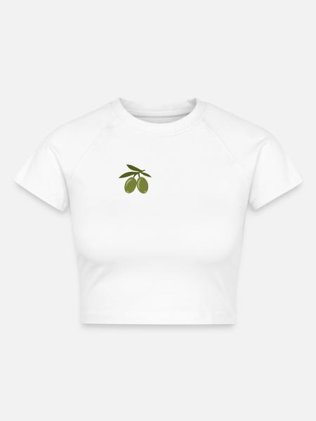 Oliven - Cropped Frauen Organic T-Shirt - Weiß