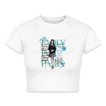 Emily In Paris Emily Mit Zitaten Blau Grün - Cropped Frauen Organic T-Shirt - Weiß - Vorne - AI Model Female 172 dark (172cm)