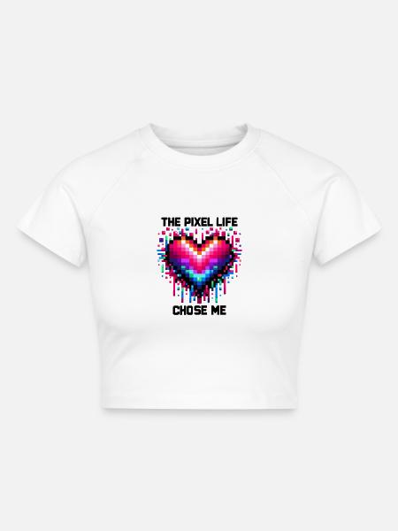 Das Pixel-Leben hat mich auserwählt - Cropped Frauen Organic T-Shirt - Weiß