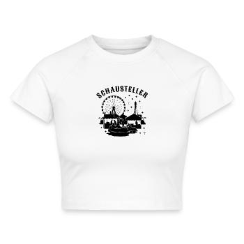 Schausteller Jahrmarkt Volksfest Rummelplatz - Cropped Frauen Organic T-Shirt - Weiß - Vorne - AI Model Female 172 dark (172cm)