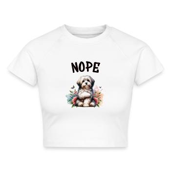 Havanese Lustiger Spruch Nope für Hundeliebhaber - Cropped Frauen Organic T-Shirt - Weiß - Vorne - AI Model Female 172 dark (172cm)