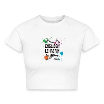 Englisch Lehrerin in Aktion English Lehrerinnen - Cropped Frauen Organic T-Shirt - Weiß - Vorne - AI Model Female 172 dark (172cm)