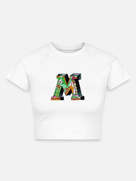 M Farbexplosion Doodle-Kunst - Cropped Frauen Organic T-Shirt - Weiß