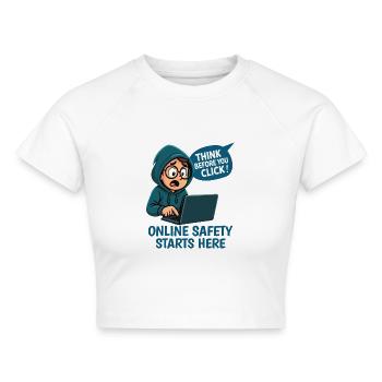 Denk nach bevor du klickst - Online Sicherheit - Cropped Frauen Organic T-Shirt - Weiß - Vorne - AI Model Female 172 dark (172cm)