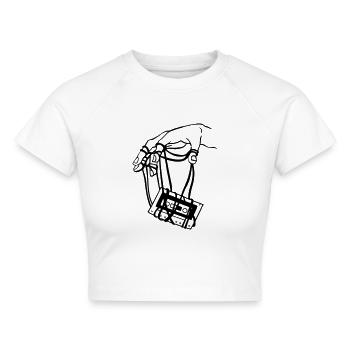 hand & tape - Cropped Frauen Organic T-Shirt - Weiß - Vorne - AI Model Female 172 dark (172cm)