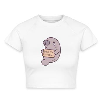 Traurige weinende Seekuh rettet die Seekühe - Cropped Frauen Organic T-Shirt - Weiß - Vorne - AI Model Female 172 dark (172cm)