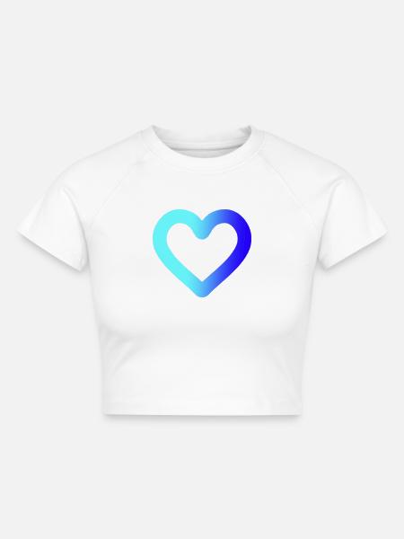 blaues Herz - Cropped Frauen Organic T-Shirt - Weiß
