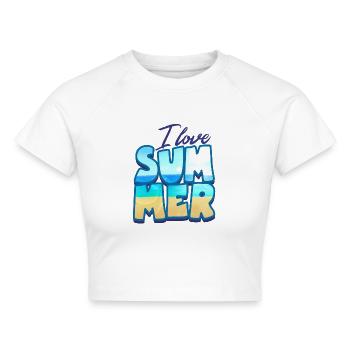 i love summer - Cropped Frauen Organic T-Shirt - Weiß - Vorne - AI Model Female 172 dark (172cm)