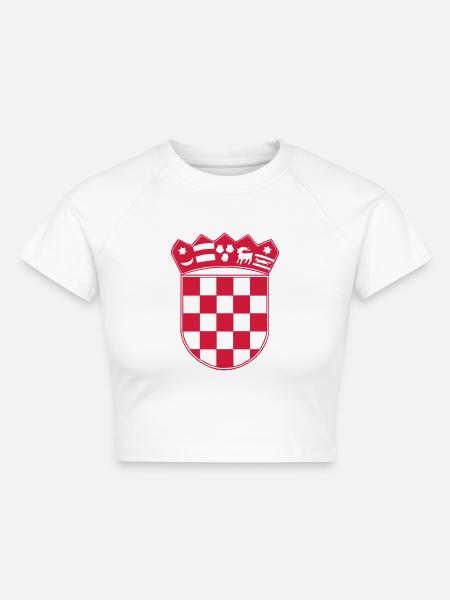 Kroatien Wappen - Cropped Frauen Organic T-Shirt - Weiß