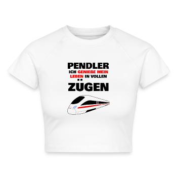 Pendler Ich genieße mein Leben in vollen Zügen - Cropped Frauen Organic T-Shirt - Weiß - Vorne - AI Model Female 172 dark (172cm)