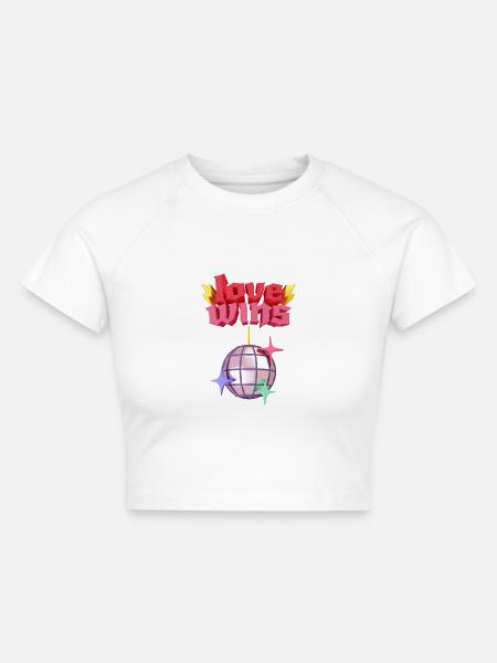 Love Wins - Cropped Frauen Organic T-Shirt - Weiß