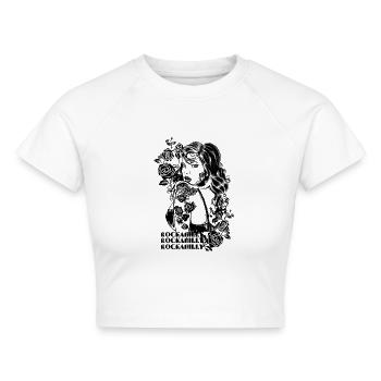 Rose Rockabilly Girl (2) - Cropped Frauen Organic T-Shirt - Weiß - Vorne - AI Model Female 172 dark (172cm)
