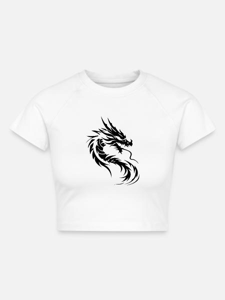 Chinesischer Drache - Cropped Frauen Organic T-Shirt - Weiß