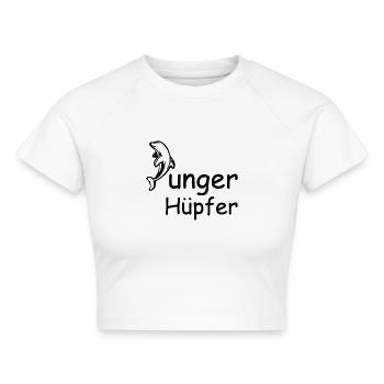 Junger Hüpfer Geschenk - Cropped Frauen Organic T-Shirt - Weiß - Vorne - AI Model Female 172 dark (172cm)