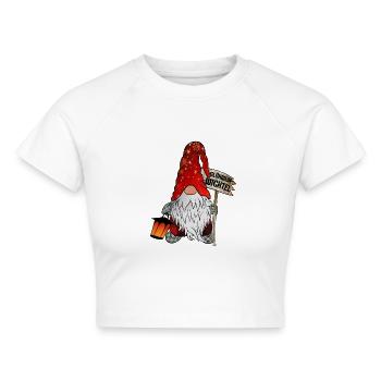 Glühwein Wichtel Weihnachts Gnom - Cropped Frauen Organic T-Shirt - Weiß - Vorne - AI Model Female 172 dark (172cm)