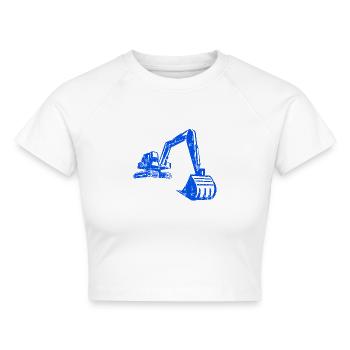 Bagger Silhouette Bauarbeiter Grunge Design - Cropped Frauen Organic T-Shirt - Weiß - Vorne - AI Model Female 172 dark (172cm)