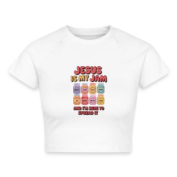 Jesus Ist Mein Ding Und Ich Verbreite Es - Cropped Frauen Organic T-Shirt - Weiß - Vorne - AI Model Female 172 dark (172cm)
