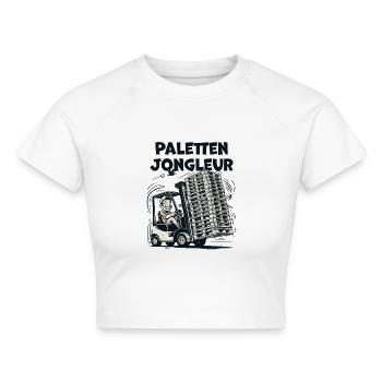 Paletten Jongleur Gabelstapler Lustig - Cropped Frauen Organic T-Shirt - Weiß - Vorne - AI Model Female 172 dark (172cm)