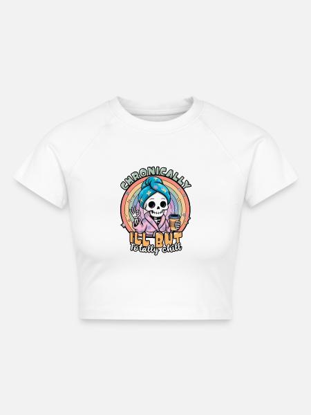 Fibromyalgie-Bewusstsein chronisch kranker Skelett - Cropped Frauen Organic T-Shirt - Weiß