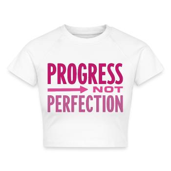 Progress Not Perfection Fortschritt zählt - Cropped Frauen Organic T-Shirt - Weiß - Vorne - AI Model Female 172 dark (172cm)