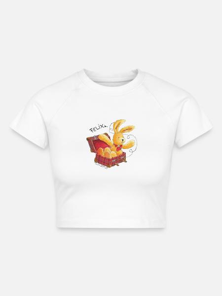 Felix der Hase im Reisekoffer - Cropped Frauen Organic T-Shirt - Weiß