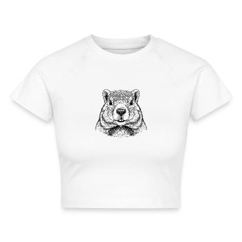 Murmeltier - Cropped Frauen Organic T-Shirt - Weiß - Vorne - AI Model Female 172 dark (172cm)