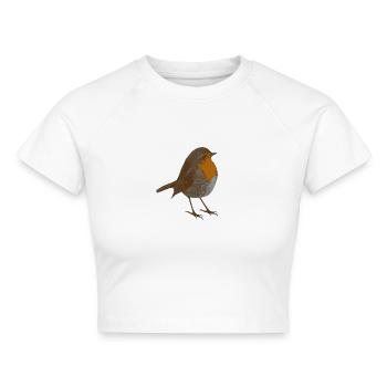 Rotkehlchen Porträt, Vogelkunst - Cropped Frauen Organic T-Shirt - Weiß - Vorne - AI Model Female 172 dark (172cm)