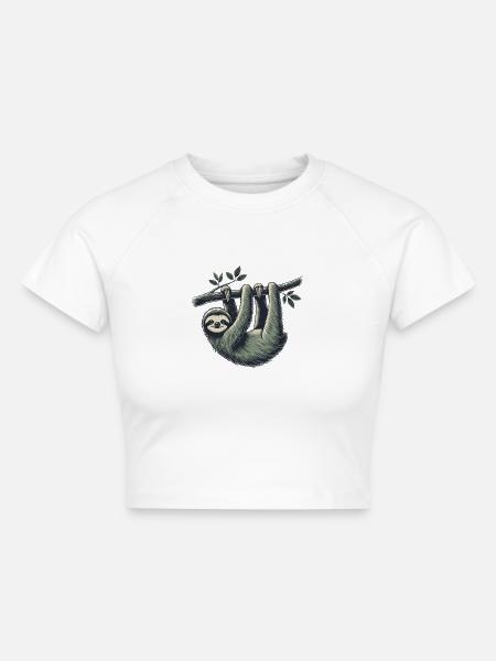 Faultier - Cropped Frauen Organic T-Shirt - Weiß