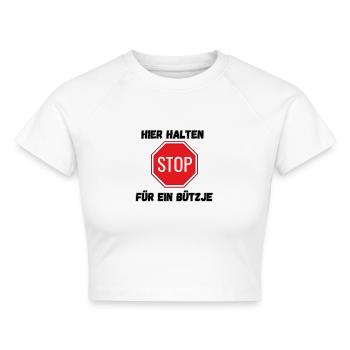 Karneval Kostüm Bützje - Cropped Frauen Organic T-Shirt - Weiß - Vorne - AI Model Female 172 dark (172cm)
