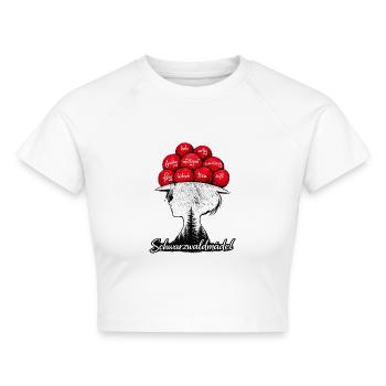 Schwarzwaldmädel Bollenhut Schwarzwald Grunge - Cropped Frauen Organic T-Shirt - Weiß - Vorne - AI Model Female 172 dark (172cm)