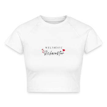 weltbeste Schwester - Cropped Frauen Organic T-Shirt - Weiß - Vorne - AI Model Female 172 dark (172cm)
