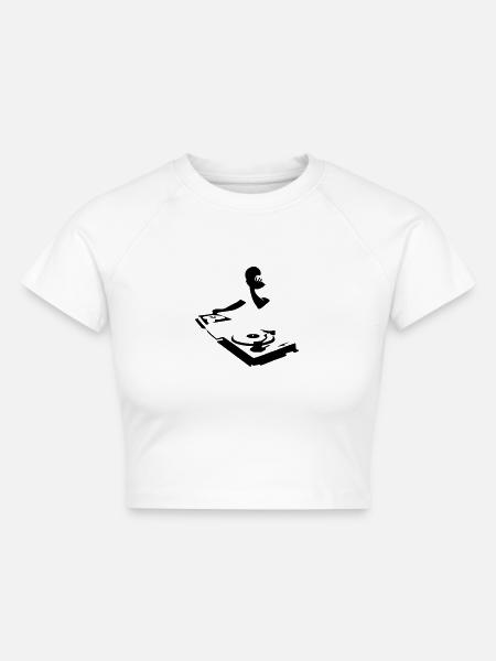 DJ - Cropped Frauen Organic T-Shirt - Weiß