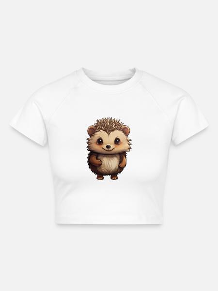 niedlicher Igel - Süßes Design - fröhlich - Cropped Frauen Organic T-Shirt - Weiß